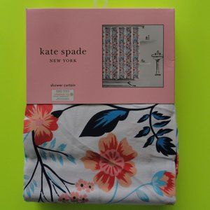 Kate Spade Shower Curtain NEW, cotton blend, floral designer white blue pink H90
